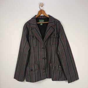 Woolrich Women’s XXL Plaid Jacket Cotton Blend Button Front Lined Onyx 15802